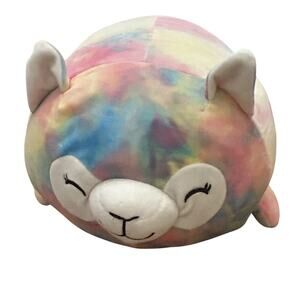 Linzy Comfort Cat Plush Kitty Tie Dye Watercolor Plush Stuffed Animal Toy 16"